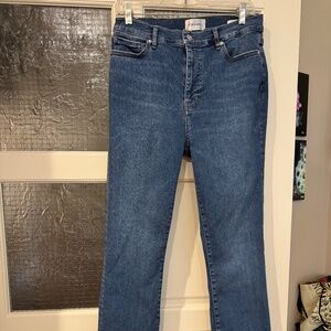 FRAME Le High Raw Step Hem Straight Leg (Clearwater Modern Chew) Mermaid Size31